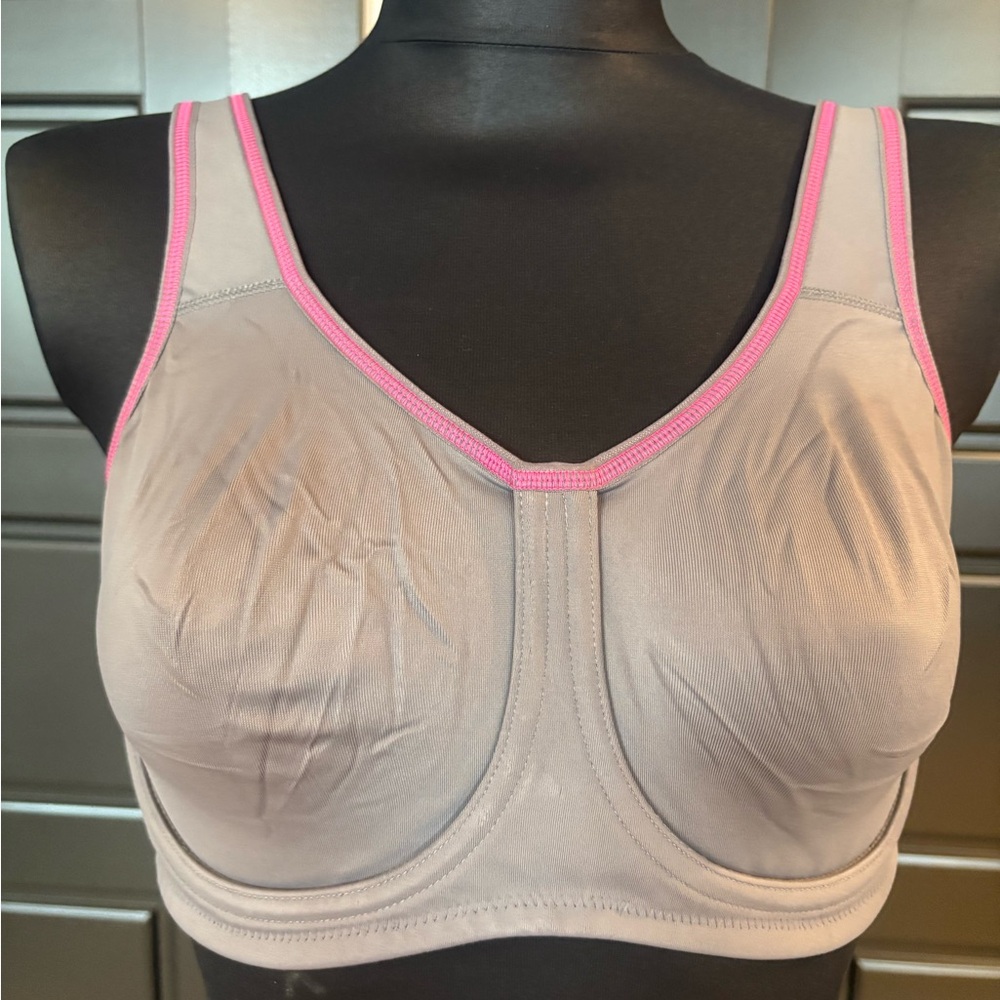 Wacoal Gray/Purple Full figure Support Underwire Sports Bra US 38D - Picture 2 of 9
